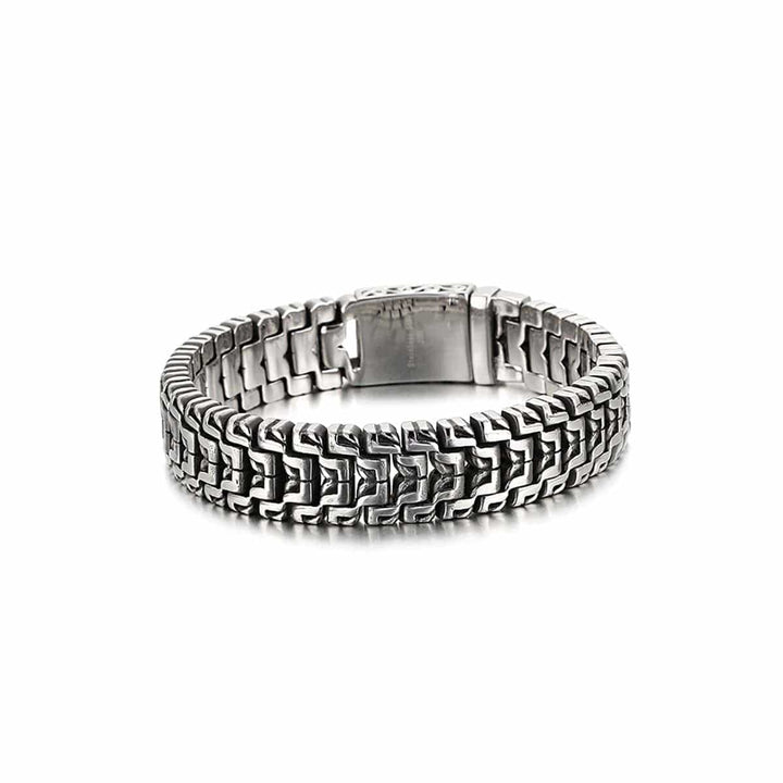 CimarroneAMX Pulsera gruesa broche grabado tipo glifo prehispánico