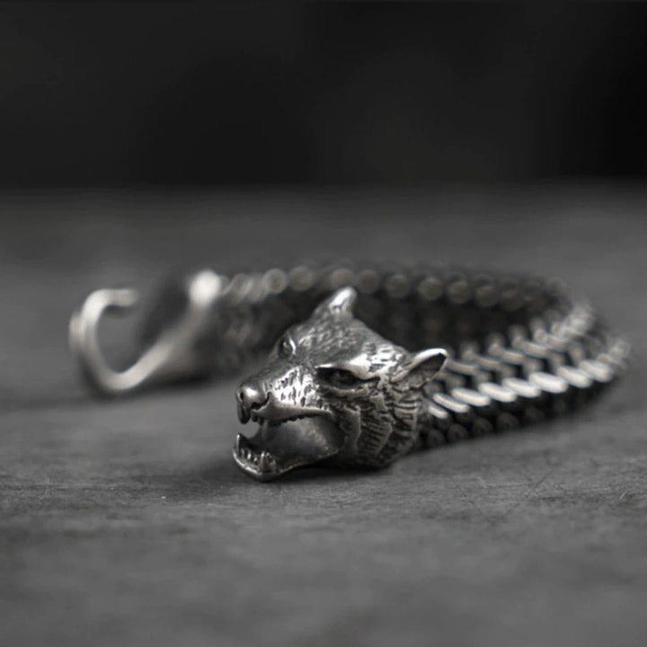 CimarroneAMX Pulsera Lobo Acero Inoxidable Negro Cepillado Ancient