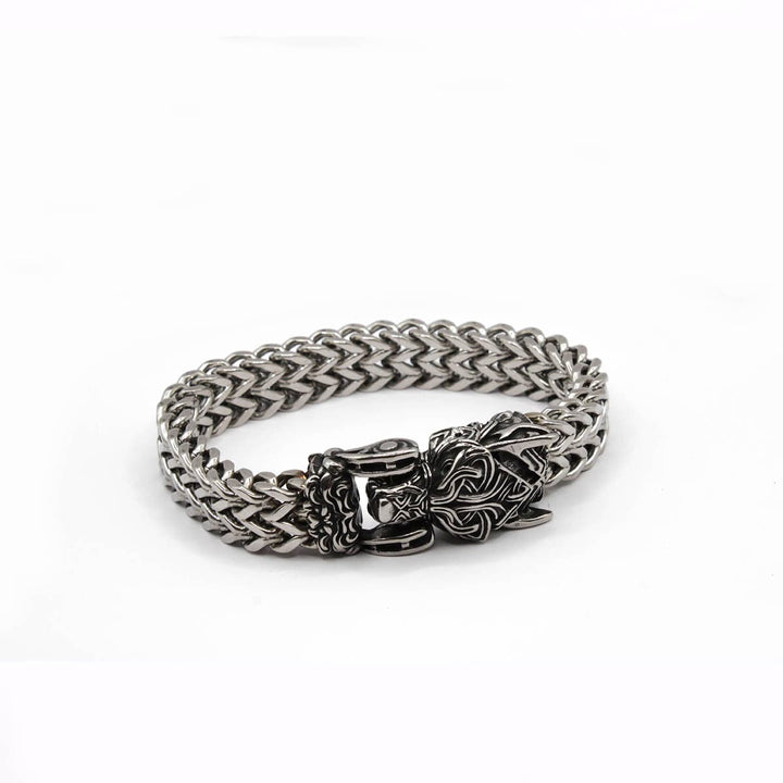 CimarroneAMX Pulsera Lobo Nordico Acero Trenzado