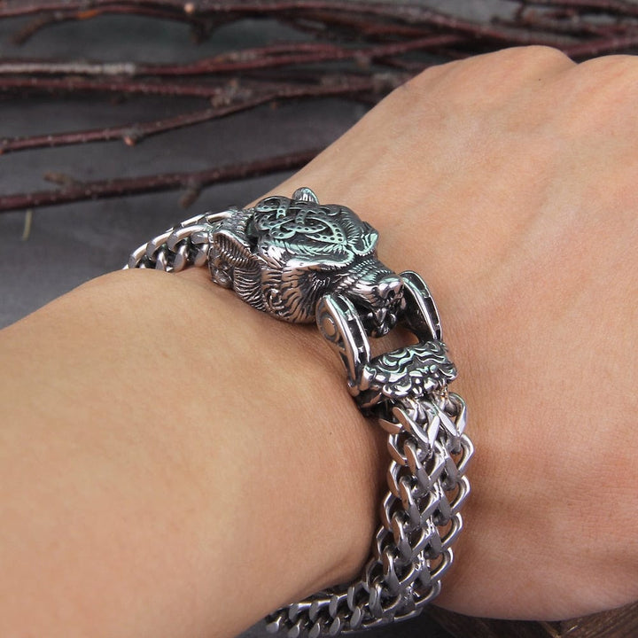 CimarroneAMX Pulsera Oso Nordico Acero Trenzado