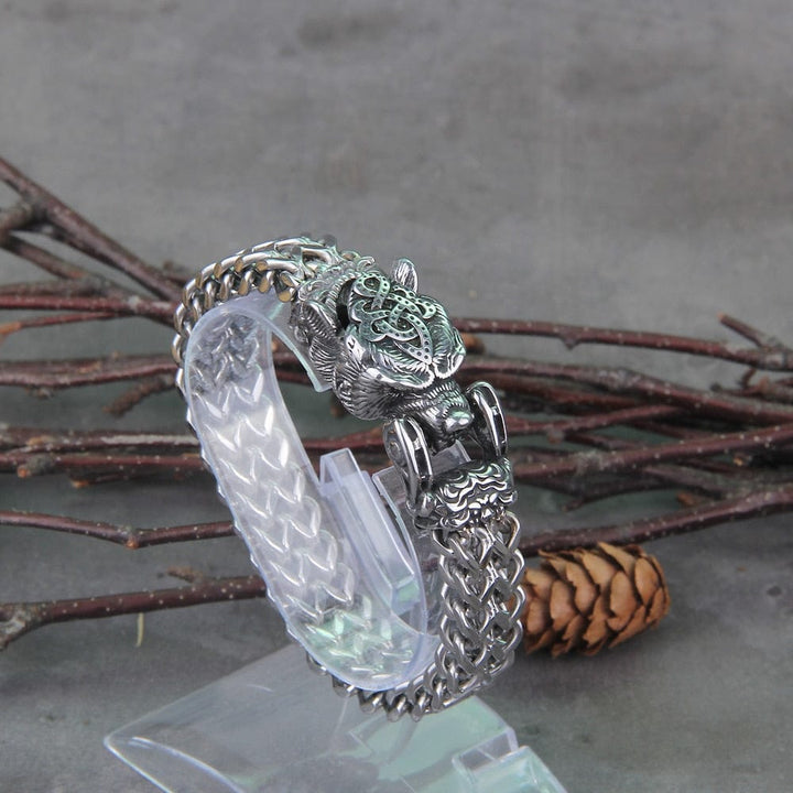 CimarroneAMX Pulsera Oso Nordico Acero Trenzado