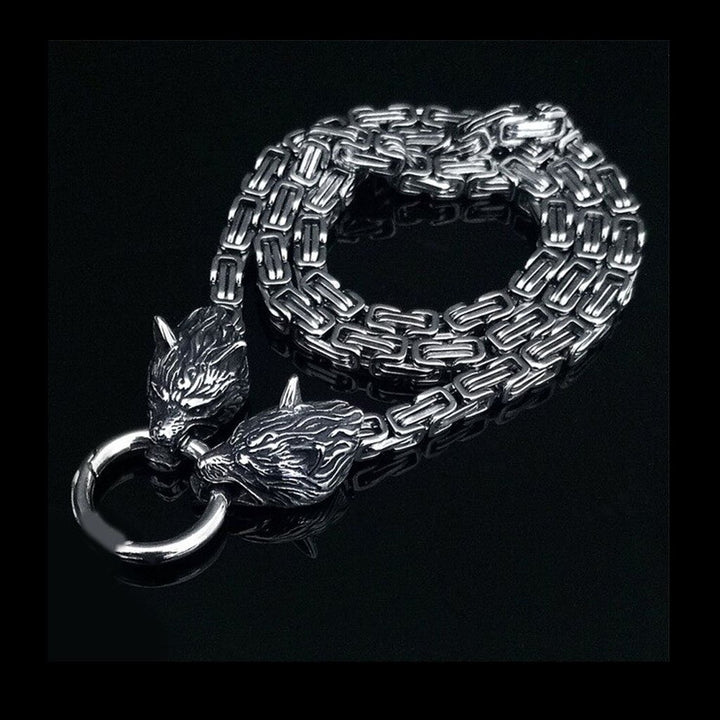 collar cabezas de lobo salvaje acero inoxidable