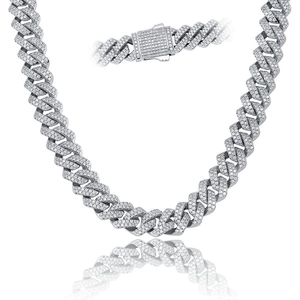 Cadena cubana diamantada eslabón Zigzag Acero de Titanio BAJO PEDIDO