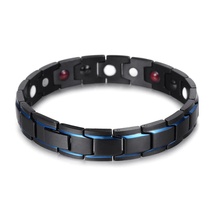 Pulsera acero e imanes negra filo azul