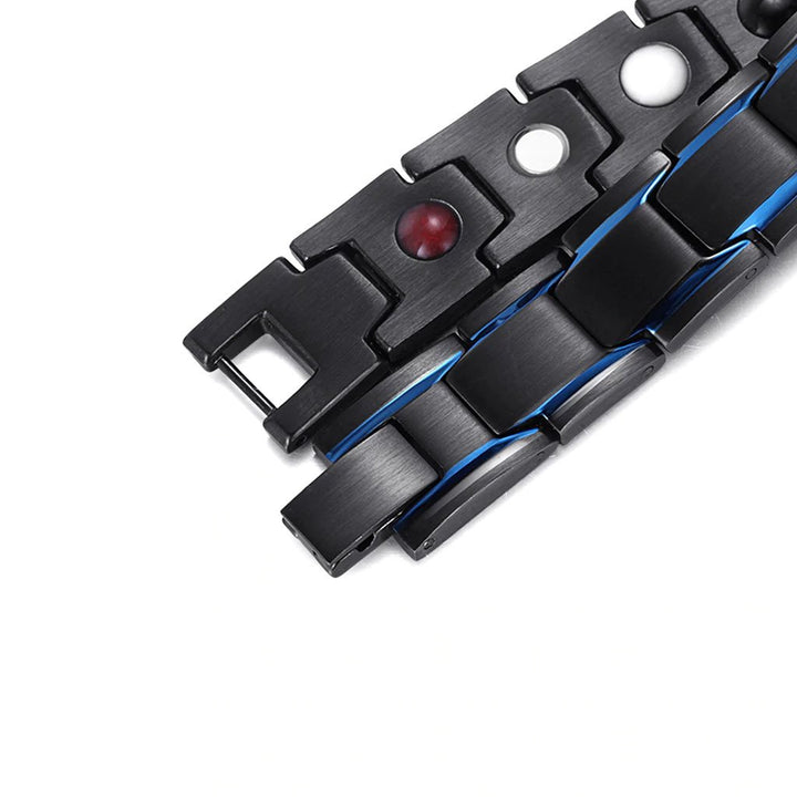 Pulsera acero e imanes negra filo azul