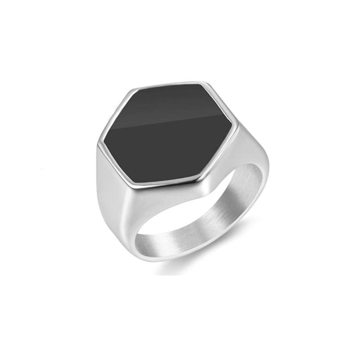 anillo hexagonal minimalista acero inoxidable
