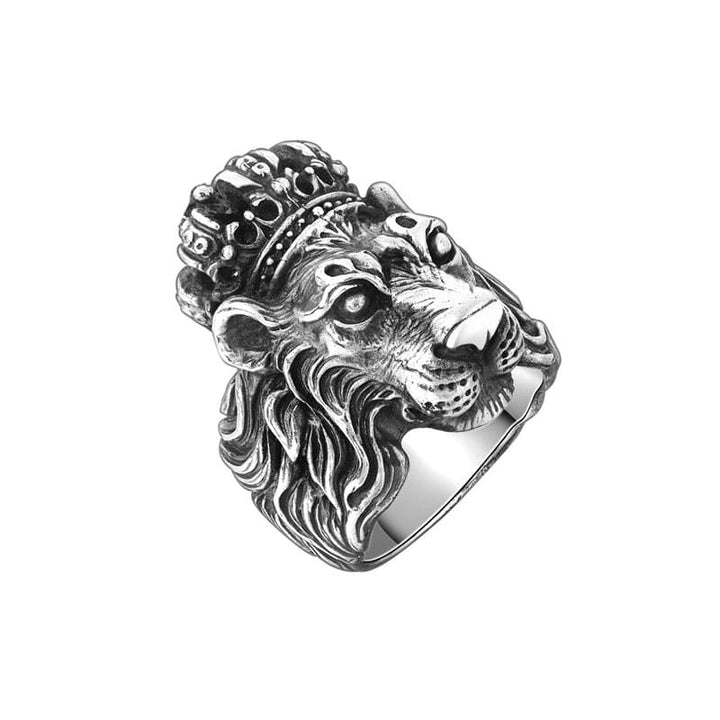 corona rey de la selva leon salvaje plata 925