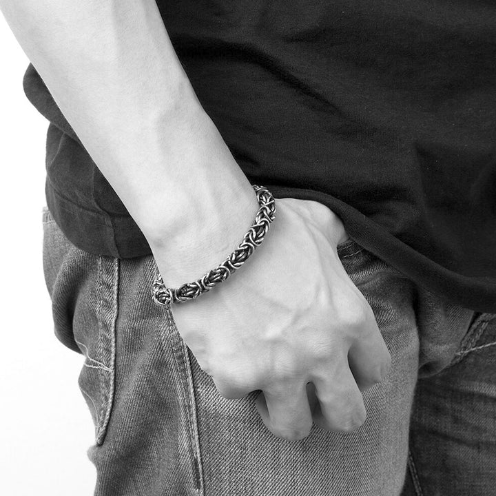 Pulsera Hombre Acero Inoxidable Nudo Bizantino 8mm Rocker