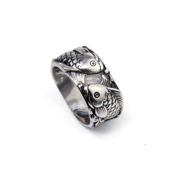 anillo de plata carpa pez koi