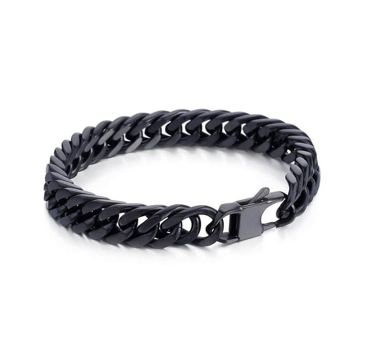 pulsera destructor eslabon grueso grande pavonada oscura negra acero inoxidable regalo hombre