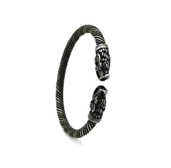 TEAMER Pulsera de nudo celta irlandés nórdico para el cuidado de la salud,  brazalete vikingo de acero inoxidable antiguo plateado negro brazalete para