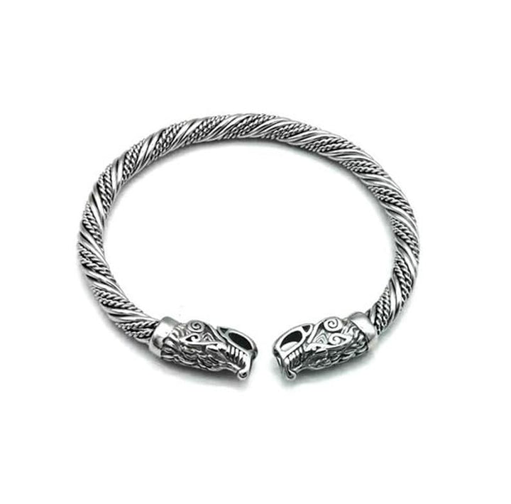 vikingos brazalete acero inoxidable dragon lobo nordico celta